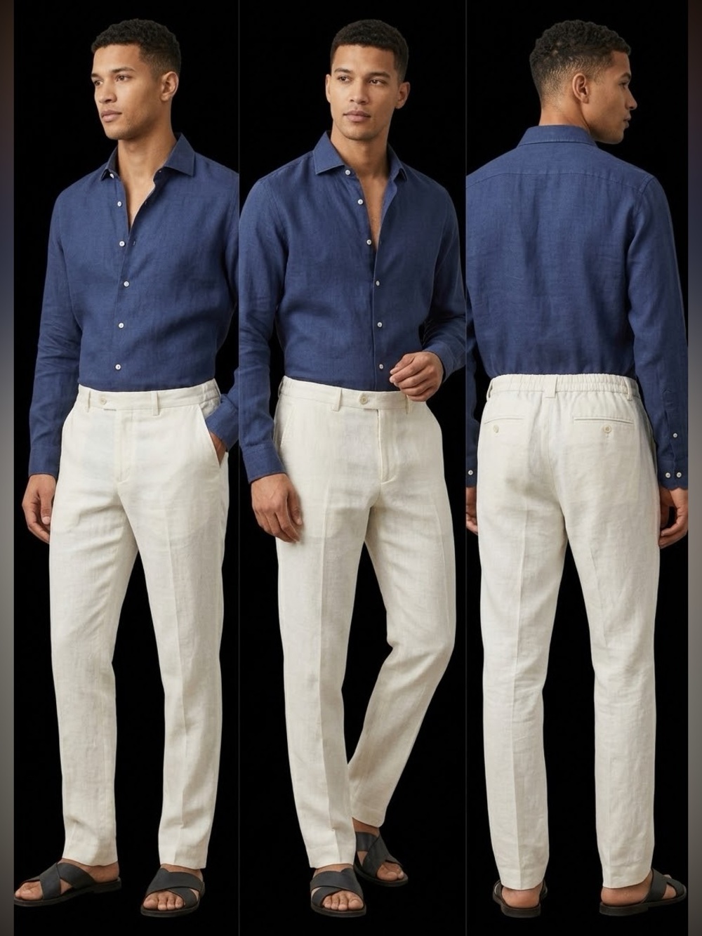 Zara Men’s Linen Blend Chinos in Cream